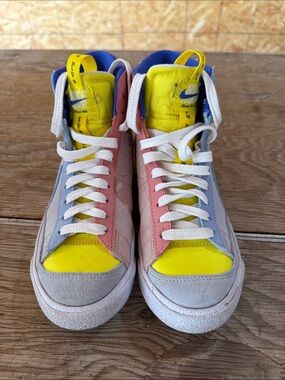 Nike Kids Colorblock High-Top Sneakers in Yellow, Pink & Blue
